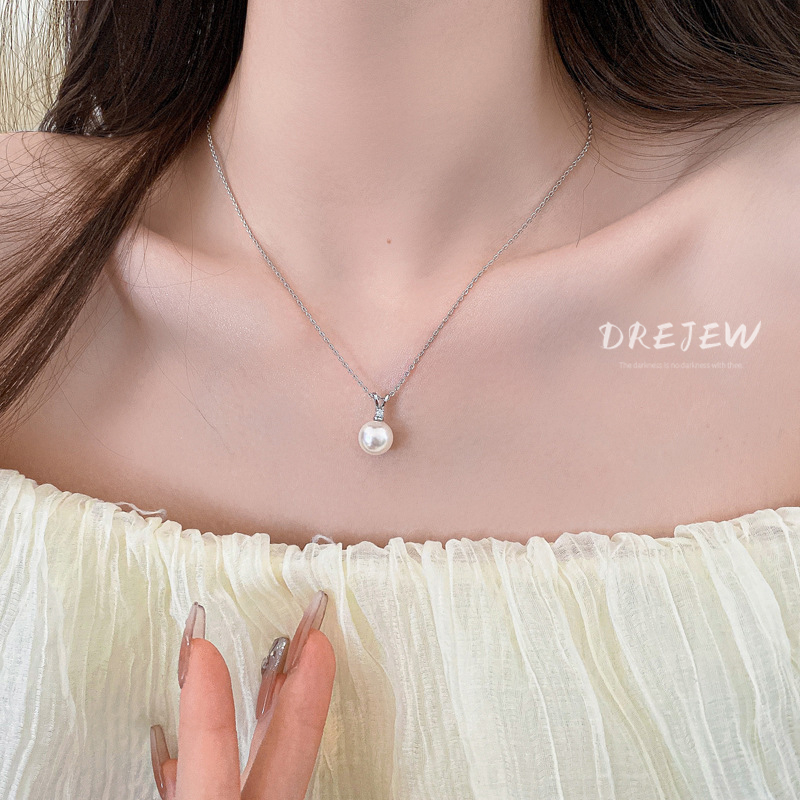 DREJEW สร้อยคอโซ่ จี้หูกระต่าย ประดับมุก เพชร ไฮเอนด์ สไตล์เกาหลี เรียบง่าย หรูหรา แฟชั่น สําหรับผู้หญิง
