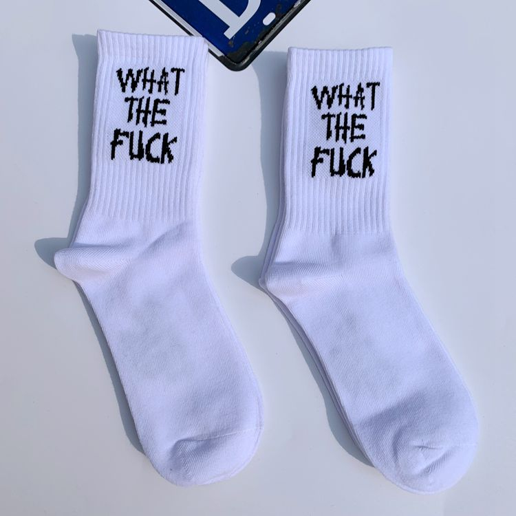 ถุงเท้ากีฬา พิมพ์ลายตัวอักษร สไตล์ฮิปฮอป สเก็ตบอร์ด สําหรับผู้ชาย และผู้หญิง