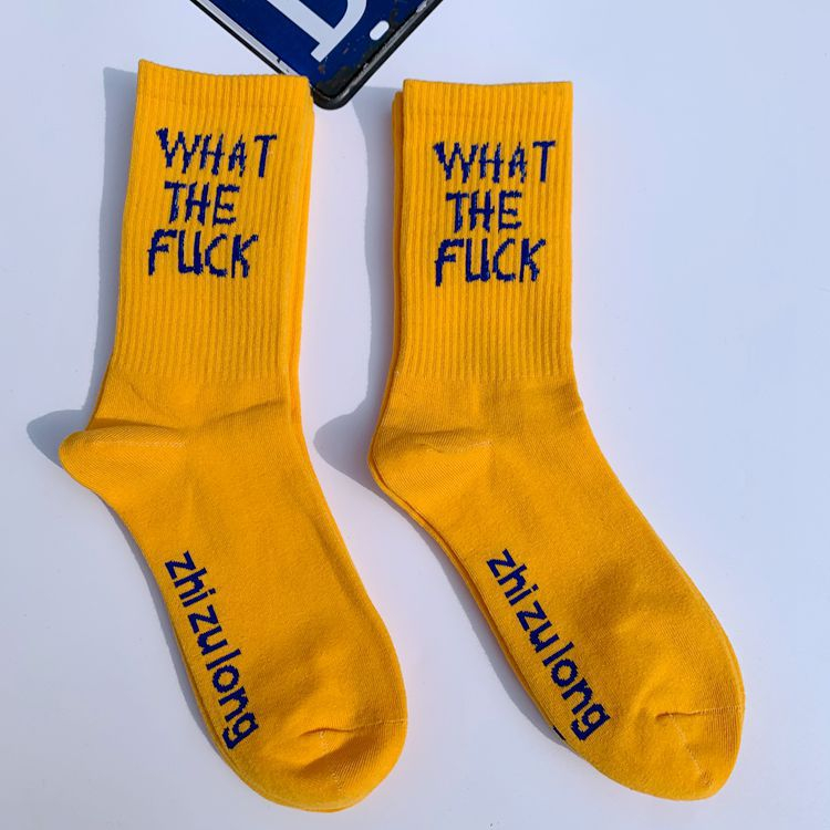 ถุงเท้ากีฬา พิมพ์ลายตัวอักษร สไตล์ฮิปฮอป สเก็ตบอร์ด สําหรับผู้ชาย และผู้หญิง