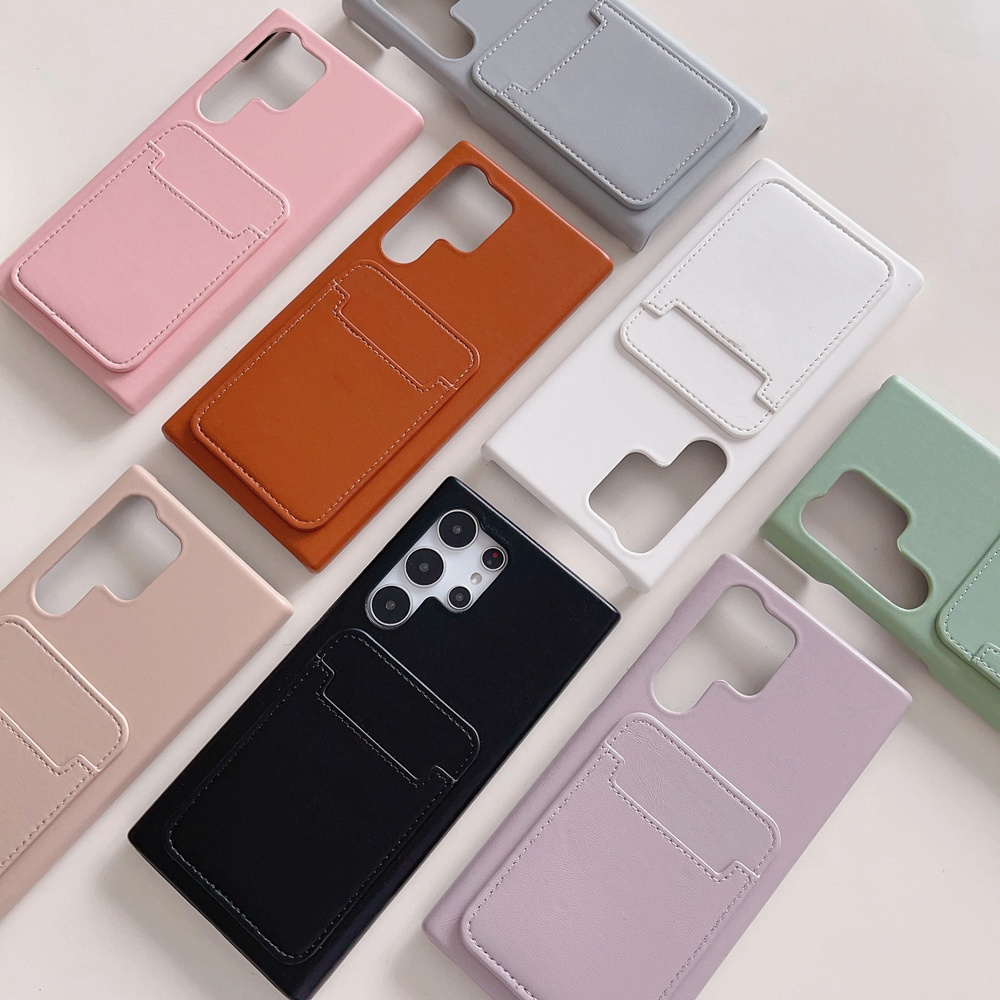เคสโทรศัพท์มือถือ หนัง PU แข็ง กันกระแทก พร้อมช่องใส่บัตร แฟชั่น สําหรับ Samsung Galaxy S22 S23 S24 Plus Ultra S23 FE