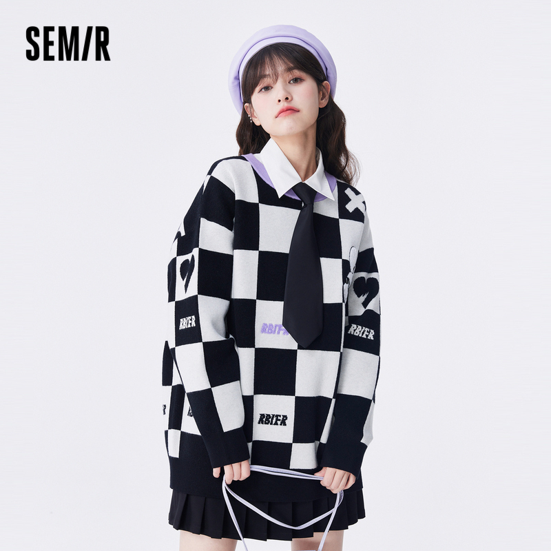 Semir เสื้อกันหนาว ผ้าแจ็คการ์ด ทรงหลวม ปักลายกระต่าย แฟชั่นฤดูใบไม้ร่วง สําหรับสตรี