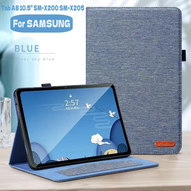 สําหรับ Samsung Galaxy Tab A8 10.5 นิ้ว กรณี SM-X200 X205 x207 เคสแท็บเล็ตกรณี Denim TPU กันกระแทกผู้ถือบัตรฝาครอบป้องกัน