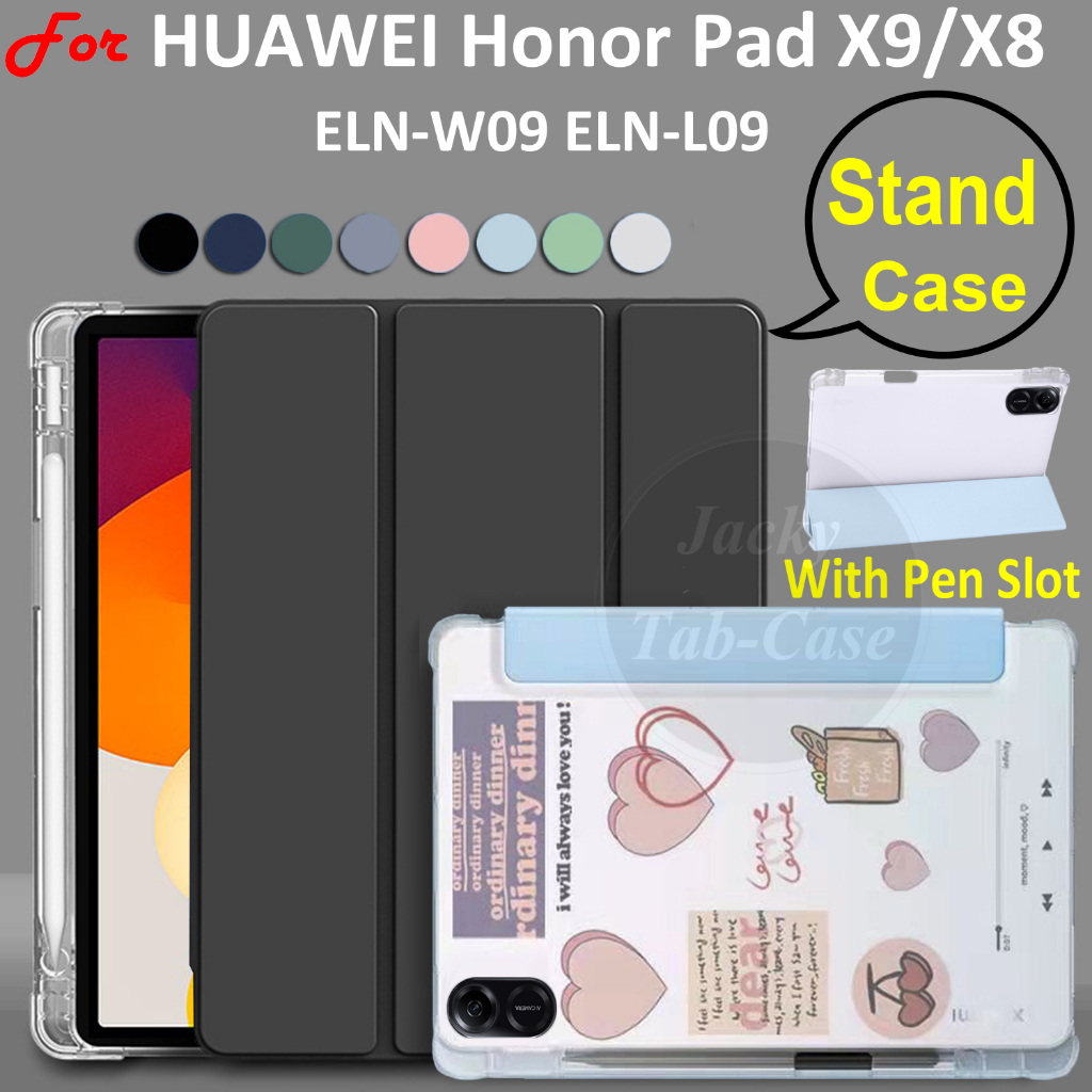 เหมาะสําหรับHUAWEI Honor Pad X9 11.5 นิ้ว 2023 ELN-W09 ELN-L09 แฟชั่นซิลิโคนหนังนุ่มกรณีพลิกขาตั้งพร
