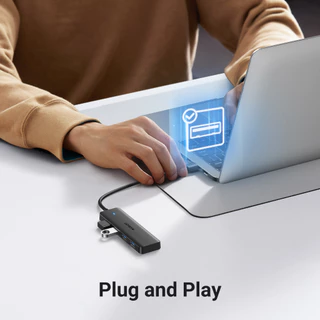 Ugreen ฮับ USB 3.0 4 พอร์ต USB A บางพิเศษ สําหรับเมาส์ คีย์บอร์ด แฟลชไดรฟ์ เครื่องพิมพ์ เข้ากันได้กับแล็ปท็อป เดสก์ท็อป PC Xbox PS5 ระบบรถยนต์