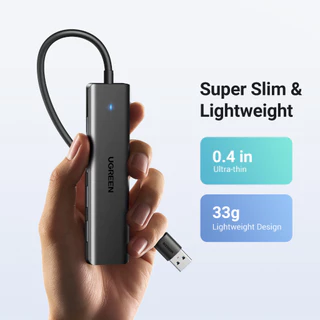 Ugreen ฮับ USB 3.0 4 พอร์ต USB A บางพิเศษ สําหรับเมาส์ คีย์บอร์ด แฟลชไดรฟ์ เครื่องพิมพ์ เข้ากันได้กับแล็ปท็อป เดสก์ท็อป PC Xbox PS5 ระบบรถยนต์