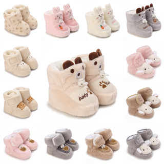 รองเท้าบูท ผ้าฝ้าย แบบนิ่ม ป้องกันการลื่น พิมพ์ลายการ์ตูนสัต…