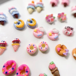 Rou Bao โดนัทเรซิ่น ลายการ์ตูนไอศกรีม อาหารน่ารัก สีสันสดใส สําหรับตกแต่งเล็บ DIY 50 ชิ้น