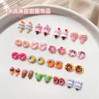 Rou Bao โดนัทเรซิ่น ลายการ์ตูนไอศกรีม อาหารน่ารัก สีสันสดใส สําหรับตกแต่งเล็บ DIY 50 ชิ้น