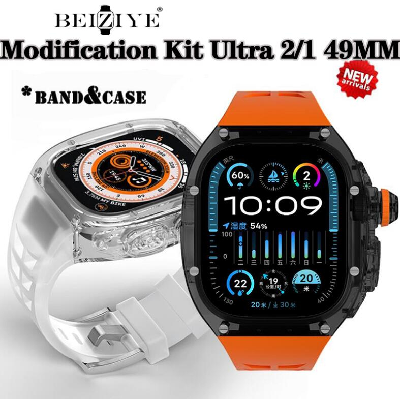 สายนาฬิกาข้อมือยาง แบบใส Ultra 2 49 มม. หรูหรา สําหรับ iWatch Ultra iWatch Series 9 8 49 มม.