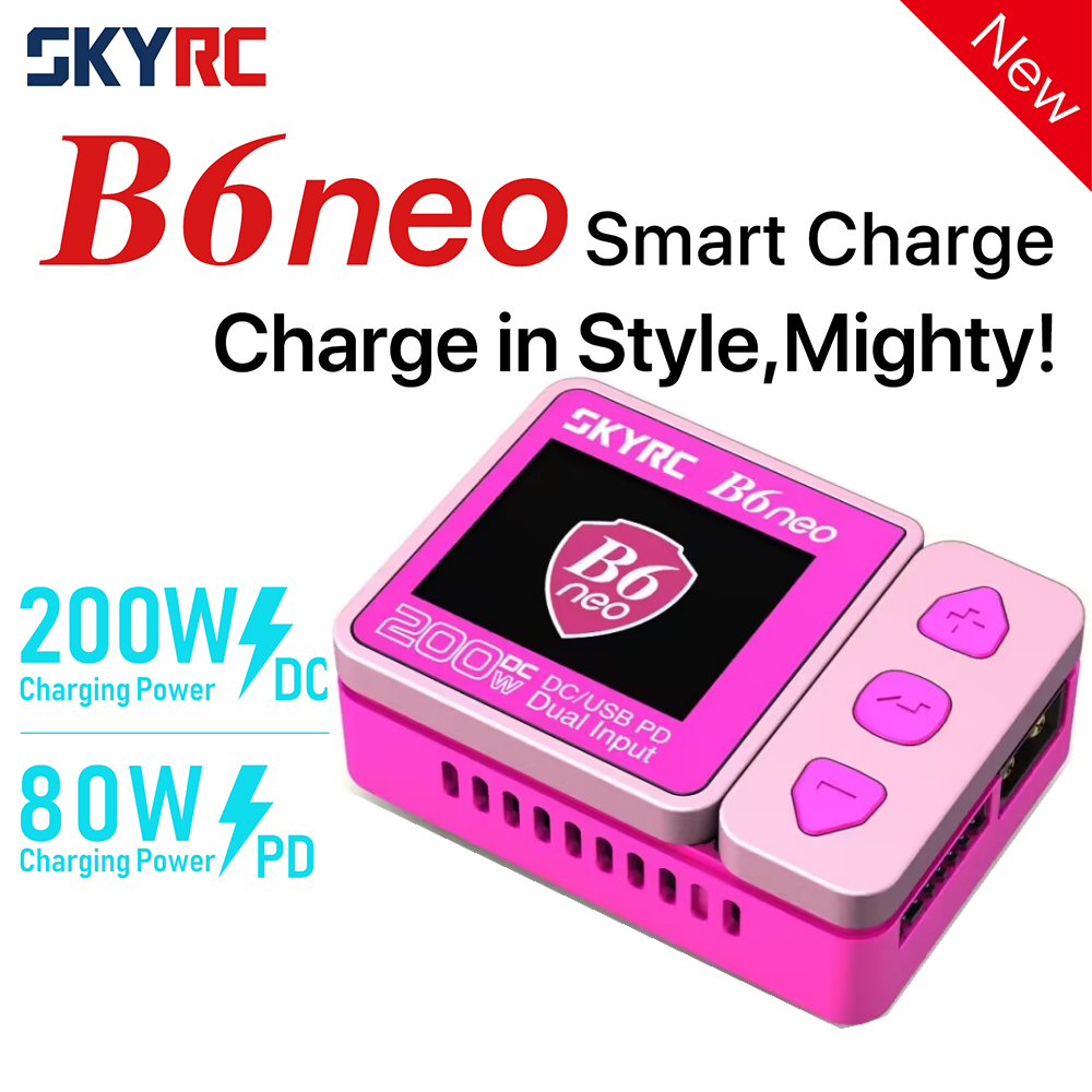 Skyrc B6 neo อุปกรณ์ชาร์จแบตเตอรี่อัจฉริยะ DC 200W PD 80W LiPo SK-100198 เครื่องชาร์จ 6S ขนาดกะทัดรัด