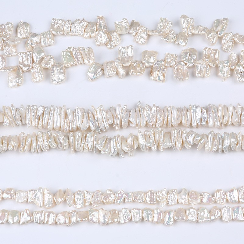 Biwa Pearl String น้ําจืดไม่สม่ําเสมอ Baroque Pearl สําหรับ DIY