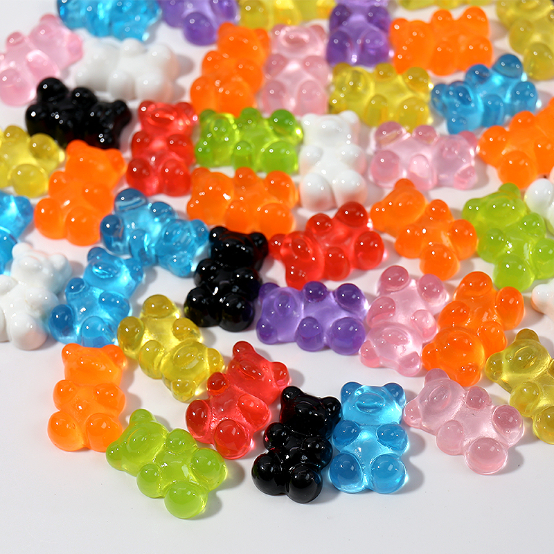 เครื่องประดับ กิ๊บติดผม รูปหมี สีแคนดี้ แบบใส แฮนด์เมด diy มีสีขาว สีเขียว สีแดง สีแดง สีฟ้า สีดํา สีม่วง สีเหลือง ราคา ถูกที่สุด ดีลบีเคเค แกลเลอรีภาพที่ 5