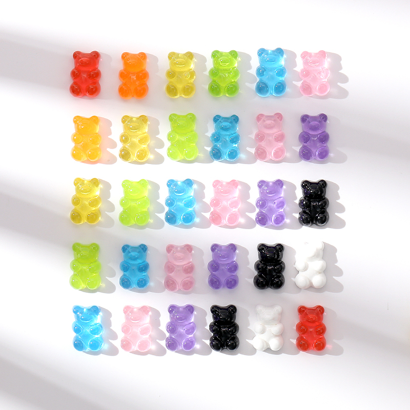 เครื่องประดับ กิ๊บติดผม รูปหมี สีแคนดี้ แบบใส แฮนด์เมด diy มีสีขาว สีเขียว สีแดง สีแดง สีฟ้า สีดํา สีม่วง สีเหลือง ราคา ถูกที่สุด ดีลบีเคเค แกลเลอรีภาพที่ 3