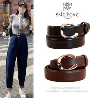 SmileFairycc 【COD & พร้อมส่ง】เข็มขัดหนัง หัวเข็มขัดอัลลอย คุณภาพสูง สําหรับผู้หญิง