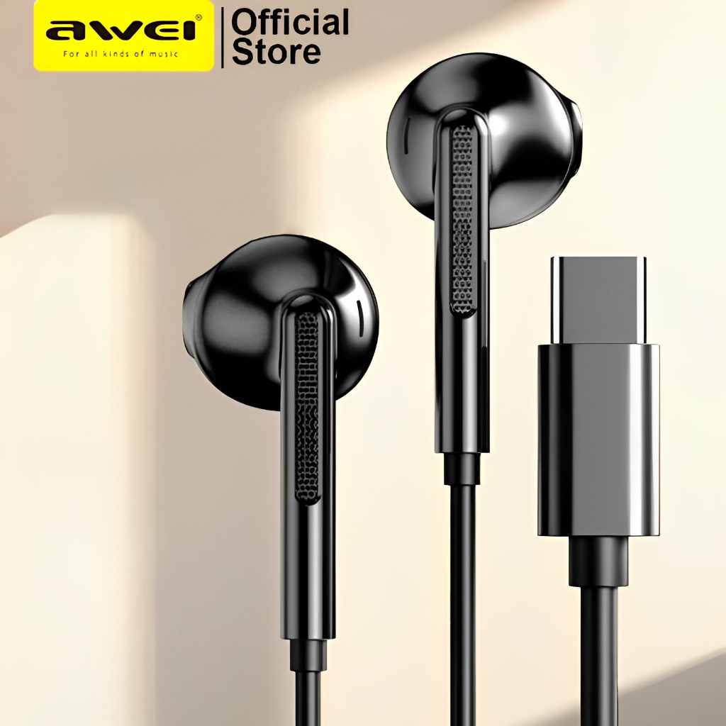 Awei PC-7T Type C หูฟังสเตอริโอ แบบมีสาย พร้อมไมโครโฟน HD