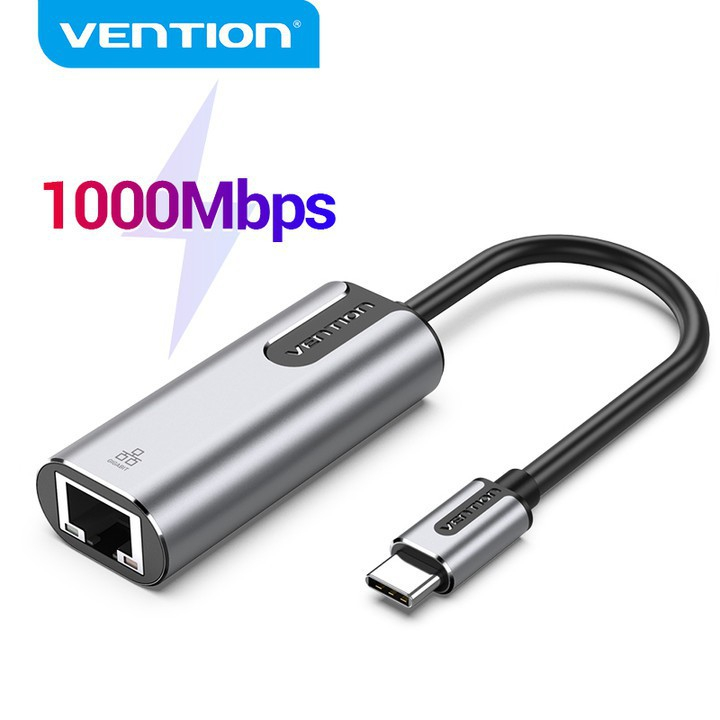 Vention การ์ดเครือข่าย ชุบทอง ความเร็วสูง 10/100/1000Mbps อะแดปเตอร์USB-C เป็น กิกะบิตอีเทอร์เน็ต Type C to RJ45 สําหรับiPone16 แล็ปท็อป PC CFB/CFN/CFA