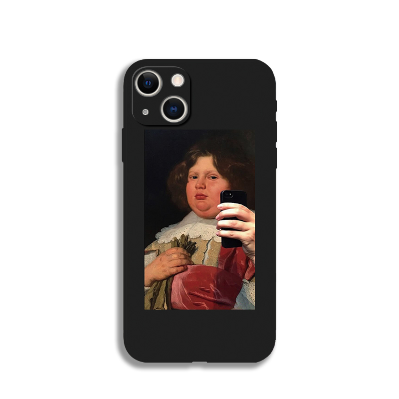 เคสโทรศัพท์มือถือแบบนิ่ม ลายเพ้นท์ สีดํา สไตล์ย้อนยุค แฟชั่น สําหรับ IPhone 13 14 15 Pro Max X 6s 7 8 Plus Xs Max Xr 12 mini 11 Pro Max SE2