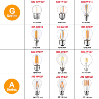 หลอดไฟ Edison LED E12 E14 E27 1W 2W 3W 4W 6W 8W C7 C35 T20 T16 A19 G40 G80 T28 ST64 หรี่แสงได้ สีขาวอบอุ่น สไตล์เรโทร สําหรับตกแต่งบ้าน