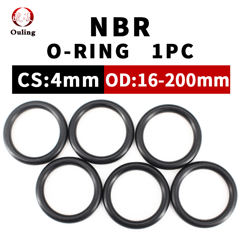 Ouling CS 4 มม.ยางไนไตรล์สีดํา NBR 60 ความหนา OD 16-200 มม.O แหวนปะเก็นยางกันน้ํา O-ring น้ํามันความต้านทานการสั่นสะเทือน Damping ทนต่อการสึกหรอ
