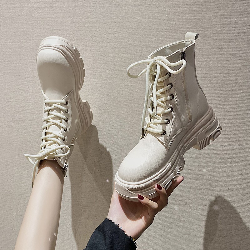 JINxCHOY SHOES รองเท้าบูทมาร์ติน พื้นหนา 5.5 ซม. แต่งซิป กันลื่น เข้ากับทุกการแต่งกาย สไตล์อังกฤษ สําหรับนักเรียน