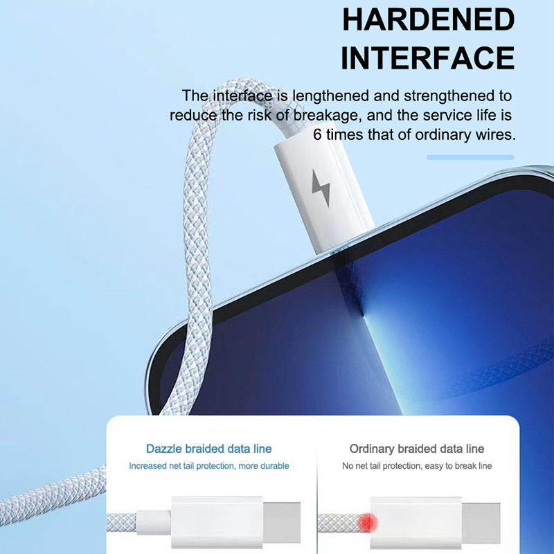 Ready Stock6A 66W 3 in 1 Fast Charger Cord Micro Usb/Type C สายชาร์จโทรศัพท์ไนลอนถักสายชาร์จ Data Sync - รูปที่ 4