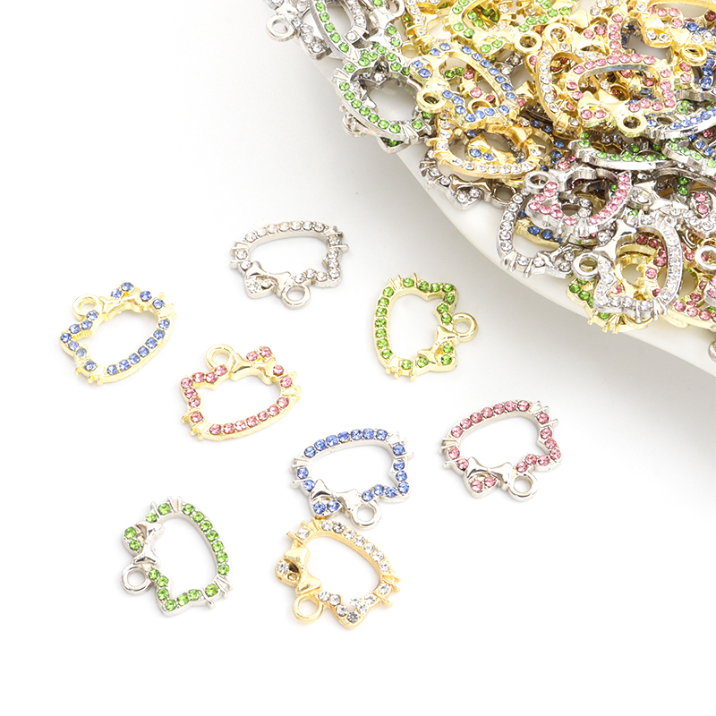 จี้รูปแมวน่ารัก ประดับโบว์ พลอยเทียม สําหรับทําเครื่องประดับ สร้อยข้อมือ สร้อยคอ ต่างหู 20 ชิ้น