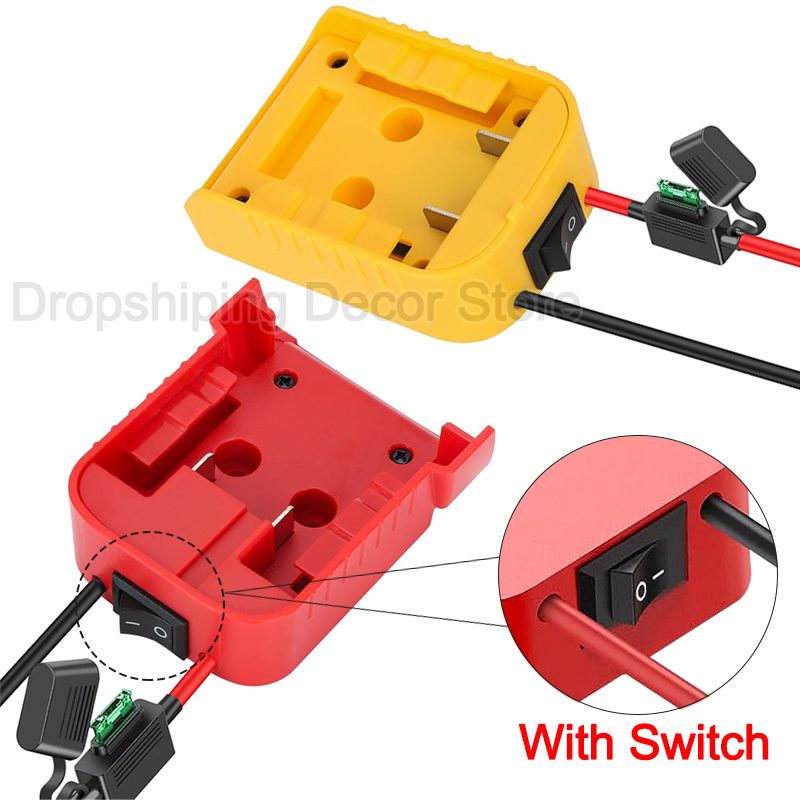 อะแดปเตอร์แบตเตอรี่อะแดปเตอร์ล้อไฟสําหรับ Dewalt/Milaukee 18V 20V แบตเตอรี่ลิเธียมพร้อมสวิตช์,12 AWG Wire