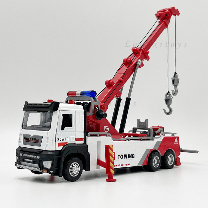 โมเดลโลหะ 1:50 Diecast Towing Rescue Teme พร้อมเสียง และไฟ ของเล่นสําหรับเด็ก