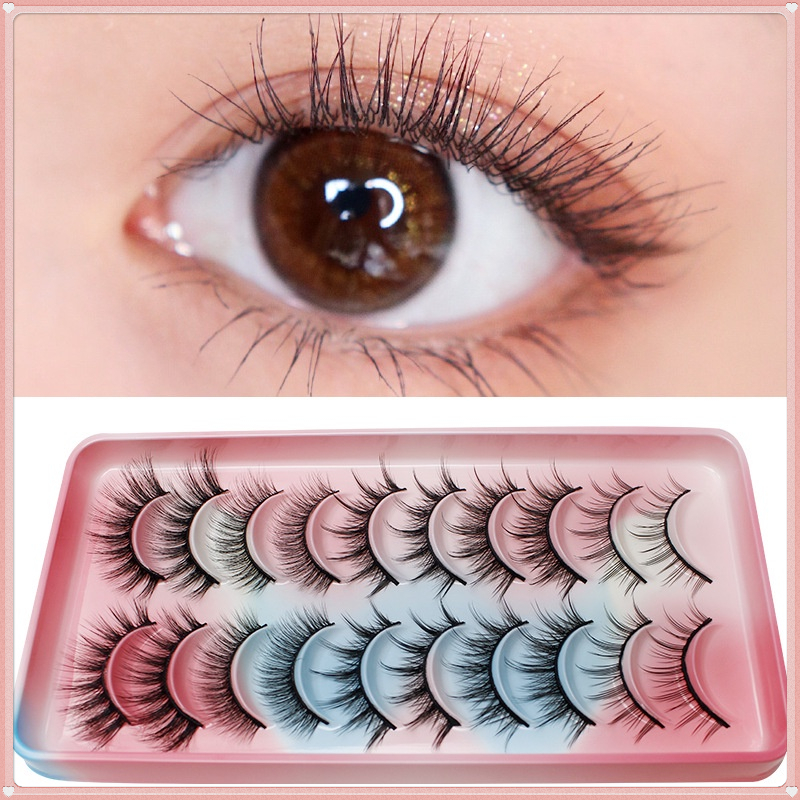 ขนตาปลอม รูปปีศาจน้อย สีนู้ด สําหรับแต่งหน้า มี 10 คู่