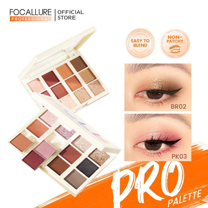 Focallure พาเลทอายแชโดว์ 12 สี ติดทนนาน DIY