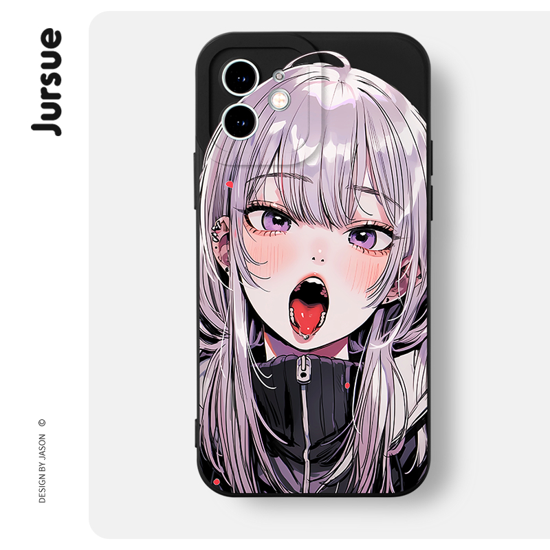 JURSUE เคสไอโฟน เคสซิลิโคนนุ่มกันกระแทกการ์ตูนอนิเมะตลก เคสโทรศัพท์ สีดำ Compatible for iPhone 16 15 14 13 12 11 Pro Max SE 2020 X XR XS 8 7 Plus พลัส XYH2247