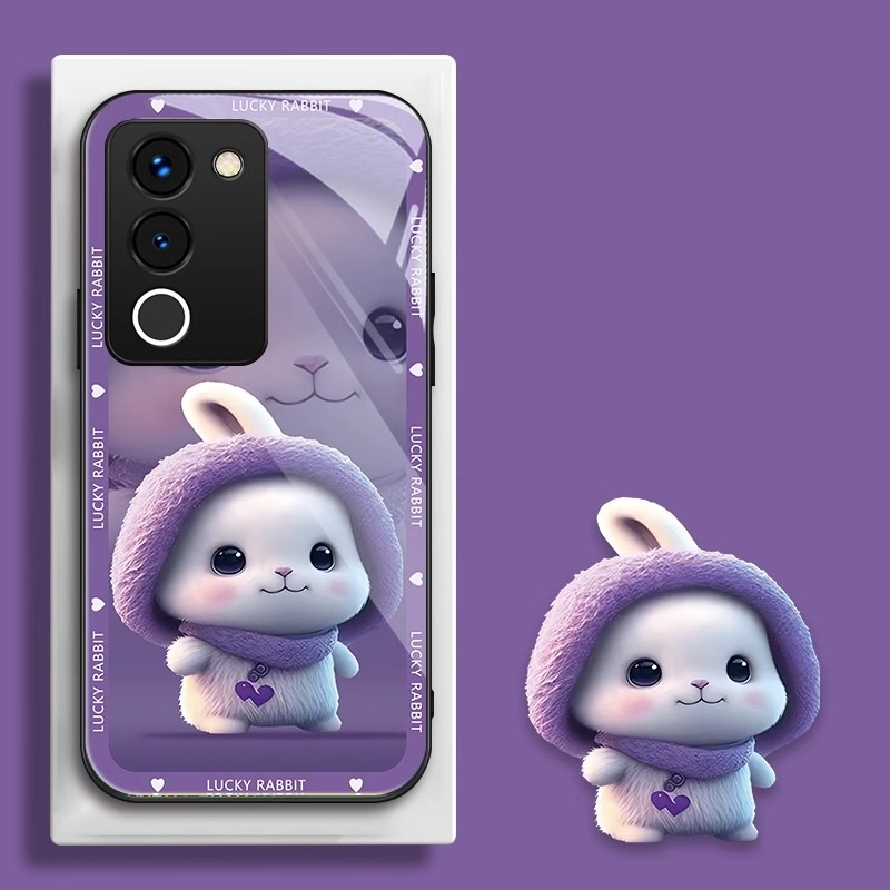 Dmy เคสโทรศัพท์มือถือกระจกนิรภัย ลายน่ารัก สําหรับ vivo v29 v25e v27 pro v23 v23e v20 pro v25 pro v21e v20se v19 v17 v15 v11i s1 pro
