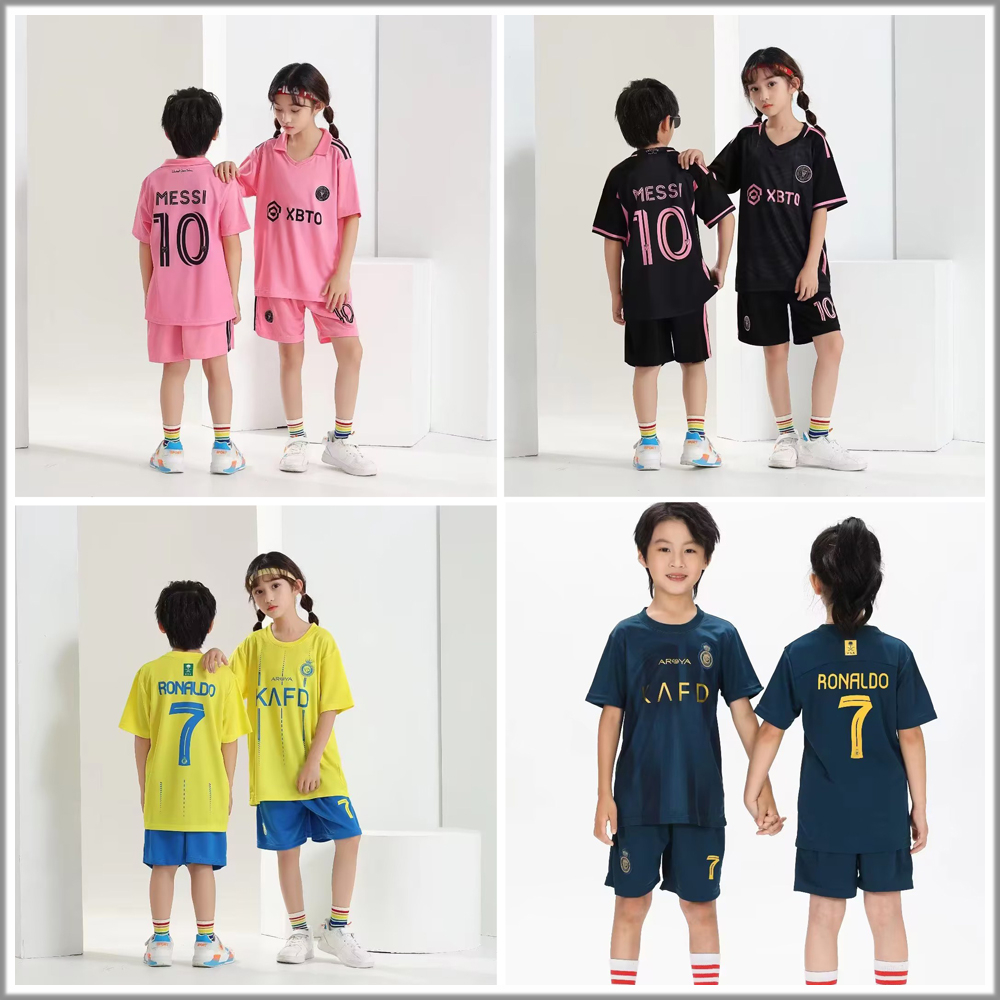 เสื้อกีฬาแขนสั้น ลายทีมชาติฟุตบอล Messi Ronaldo Jersey 2024 ชุดเหย้า สําหรับเด็ก