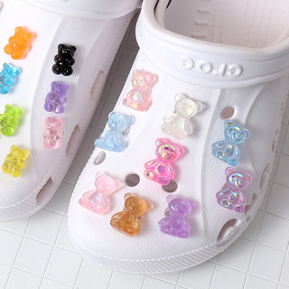 เลเซอร์โปร่งใสแวววาวหลุมรองเท้ารองเท้าหัวเข็มขัดรองเท้าดอกไม…