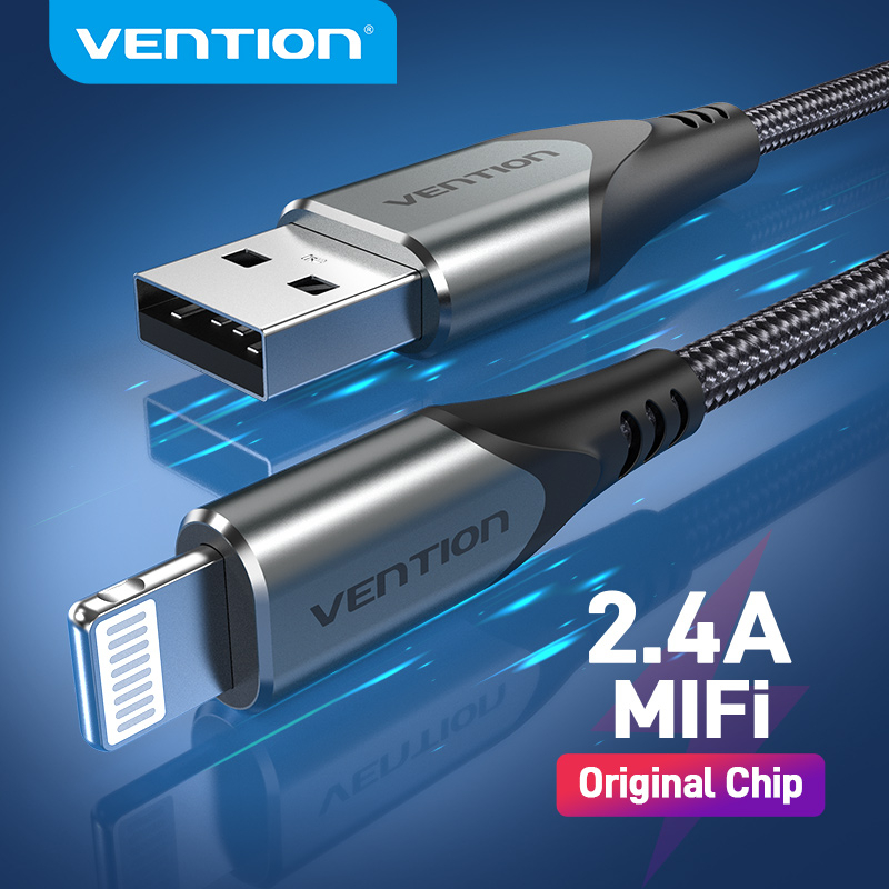 Vention สายชาร์จเร็ว 2.4A Lightning 480Mbps MFi ได้รับการรับรอง USB 2.0 LAB