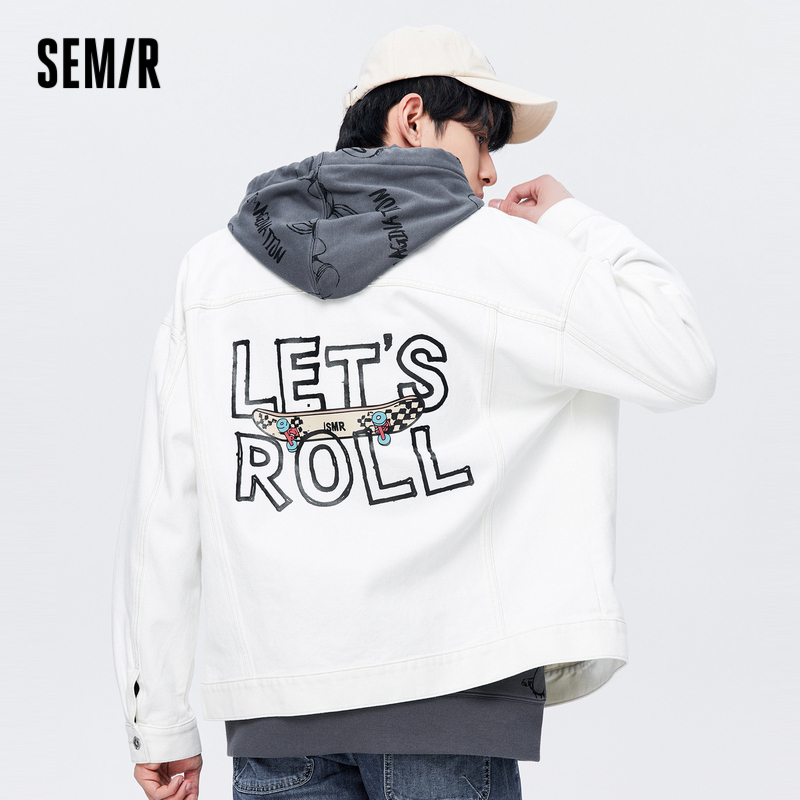 Semir เสื้อแจ็คเก็ตผู้ชาย เสื้อแจ็กเก็ตยีนลําลอง พิมพ์ลายตัวอักษร ทรงหลวม แฟชั่นฤดูใบไม้ร่วง สไตล์สตรีท สําหรับผู้ชาย