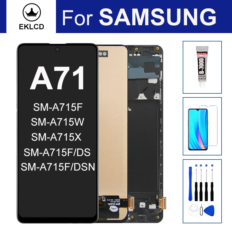 อะไหล่หน้าจอสัมผัสดิจิทัล ขนาด 6.7 นิ้ว พร้อมกรอบ สําหรับ Samsung Galaxy A71 A715 A715F DS A715W