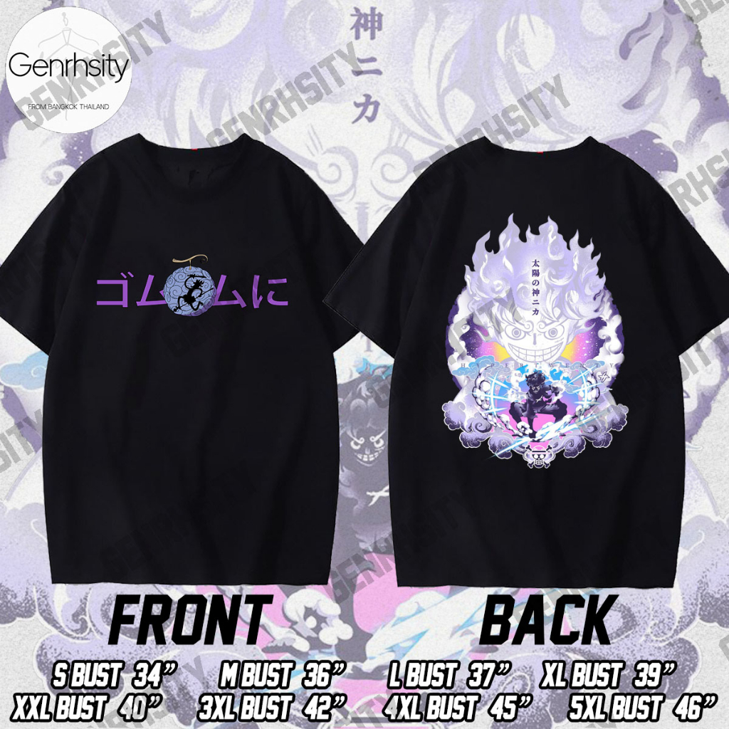 One Piece เสื้อยืดผู้ชาย Unisex เสื้อยืดลําลอง แขนสั้น พิมพ์ลายอนิเมะ Gear 5 Nika Luffy แฟชั่นสตรีท Cotton S-5XL
