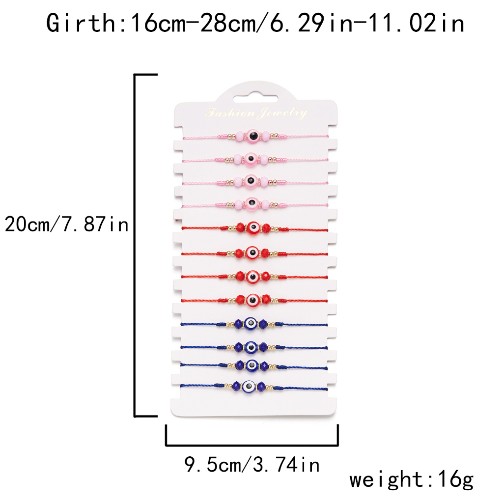 12 ชิ้น / เซต แฟชั่น สีฟ้า ตาชั่วร้าย อวยพร สร้อยข้อมือ แฮนด์เมด ปรับได้ เชือกถัก สร้อยข้อมือนําโชค สําหรับผู้ชาย และผู้หญิง เครื่องประดับ มิตรภาพ ของขวัญ ทําความสะอาด