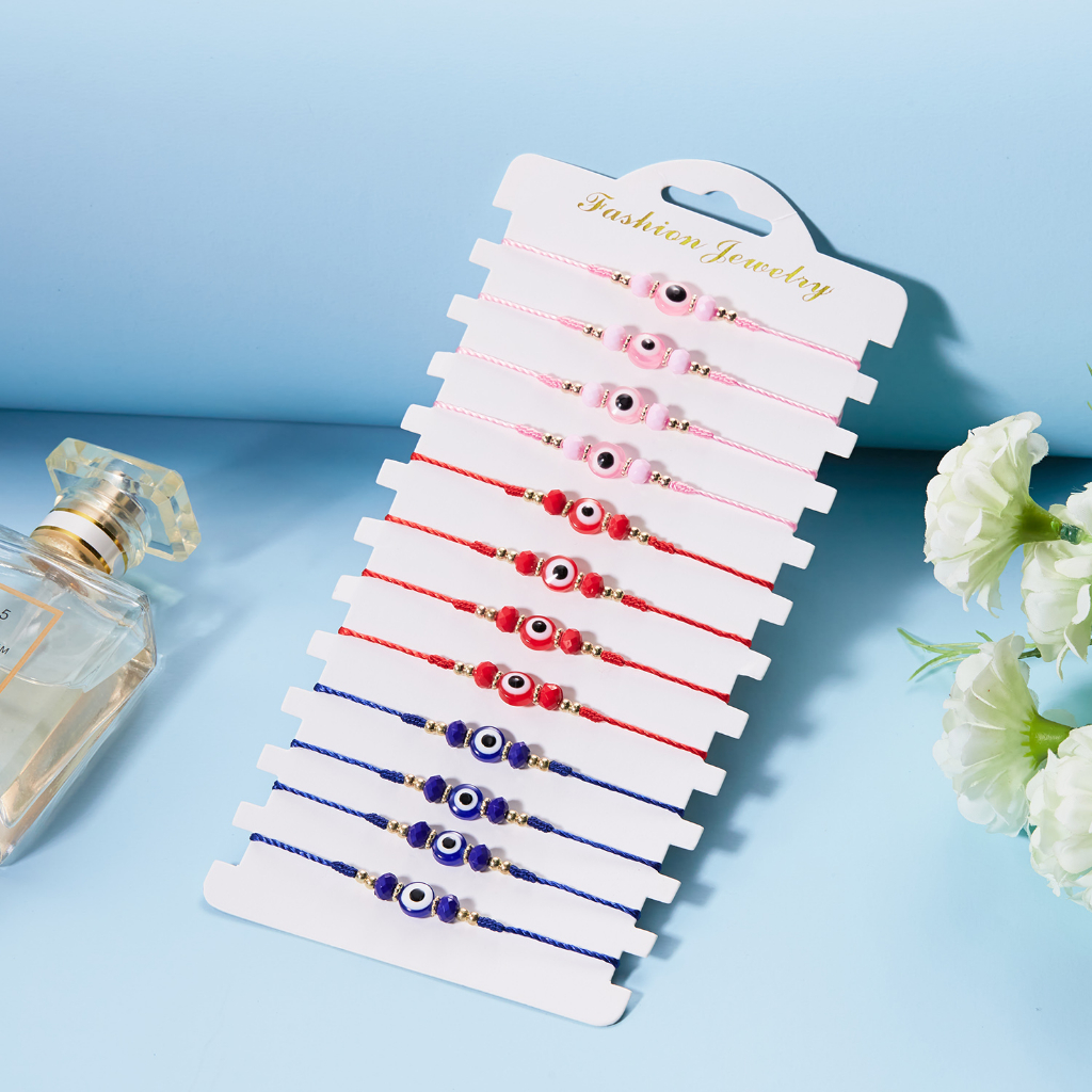 12 ชิ้น / เซต แฟชั่น สีฟ้า ตาชั่วร้าย อวยพร สร้อยข้อมือ แฮนด์เมด ปรับได้ เชือกถัก สร้อยข้อมือนําโชค สําหรับผู้ชาย และผู้หญิง เครื่องประดับ มิตรภาพ ของขวัญ ทําความสะอาด
