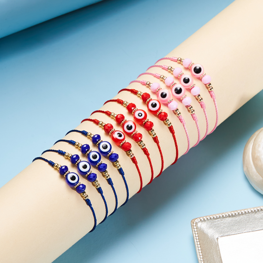 12 ชิ้น / เซต แฟชั่น สีฟ้า ตาชั่วร้าย อวยพร สร้อยข้อมือ แฮนด์เมด ปรับได้ เชือกถัก สร้อยข้อมือนําโชค สําหรับผู้ชาย และผู้หญิง เครื่องประดับ มิตรภาพ ของขวัญ ทําความสะอาด
