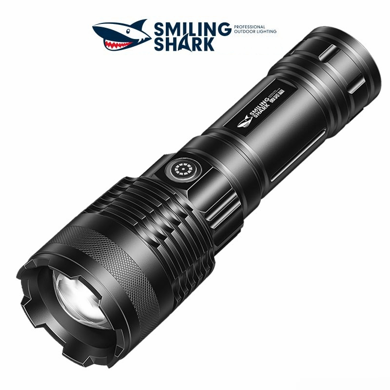 Smiling Shark SD5229 ไฟฉาย Led M60 6000 ลูเมน ไฟฉายแรงสูง สว่างมาก การหรี่แสงแบบไม่มีขั้นตอน Flashlight Type-C ซูมได้ กันน้ํา สําหรับตั้งแคมป์ ใช้ในชีวิตประจําวัน