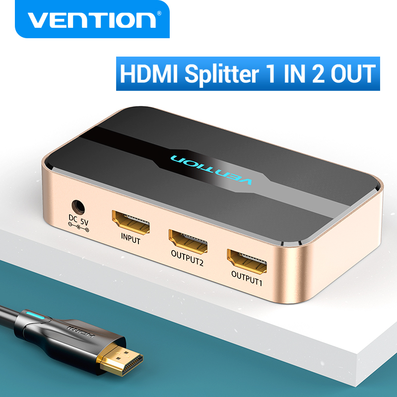 Vention 1x2 ตัวแยกสัญญาณ HDMI Splitter 1 In 2 Out รองรับ 3D 4K 30Hz Full Hd 1080P Ps3 Ps4 ACBG0