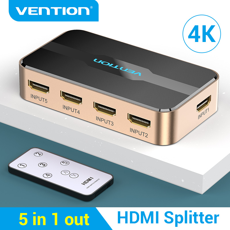 Vention กล่อง HDMI Switcher Hdmi 4k 30 Hz 5 In 1 สำหรับ Ir Xbox 360 Ps4 Ps3 Blu-Ray เครื่องเล่นเพลง ACDG0