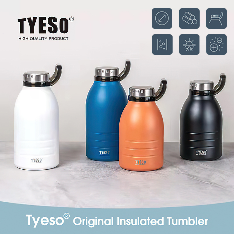Tyeso กระบอกน้ําเก็บความเย็น กระติกน้ําสูญญากาศ สเตนเลส พร้อมหลอดดูด 1500/1900ml พร้อมหูหิ้ว