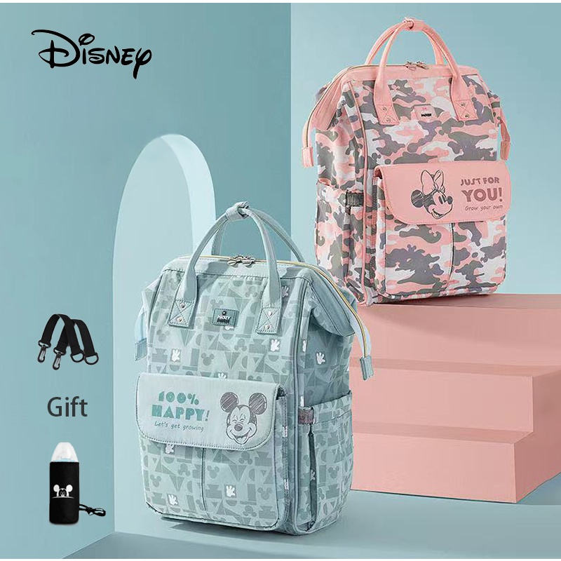 Disney Minnie Mickey ใหม่ กระเป๋าเป้สะพายหลัง ใส่ผ้าอ้อม ความจุขนาดใหญ่ หลากสีสัน สําหรับหญิงตั้งครรภ์