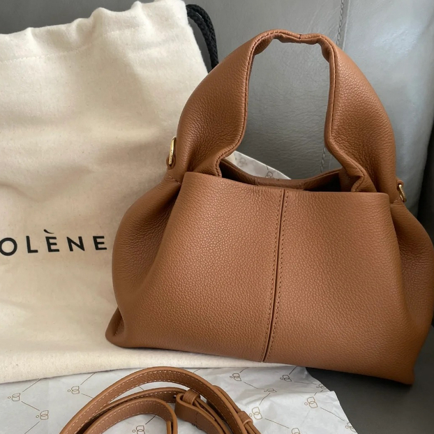 POLENE กระเป๋าสะพายข้างผู้หญิงผ้าสไตล์เมฆ พร้อมกล่องขวัญและถุงปกกันฝุ่น แฟชั่นยุคใหม่ทันトレนด์ 2025