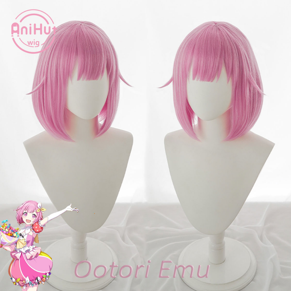 【AniHut】Ootori emu Cosplay Wig Project Sekai Colorful Stage! 30cm/11.81inch Pink Heat Resistant Synthetic Hair