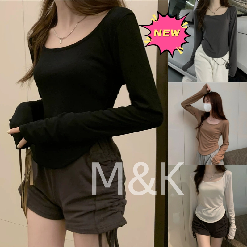 M&k เสื้อยืด แขนยาว สําหรับผู้หญิง