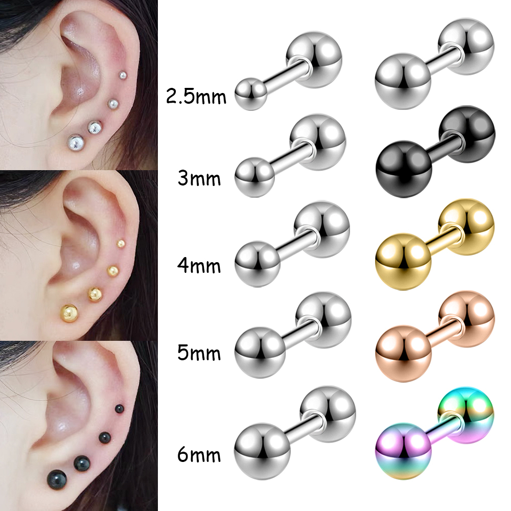1 PC 20G/14G สแตนเลสสตีลต่างหูรอบ Ball กระดูกอ่อนหูรู Retainer Helix Conch Tragus เจาะ
